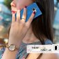 Samsung Galaxy S7 Edge Case Leather Wallet Flip Folio Mirror LightNavy/Gold