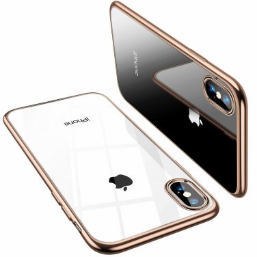 For iPhone Xs Max Case Soft TPU Thin Cover with Electroplated Edge Slim Gold