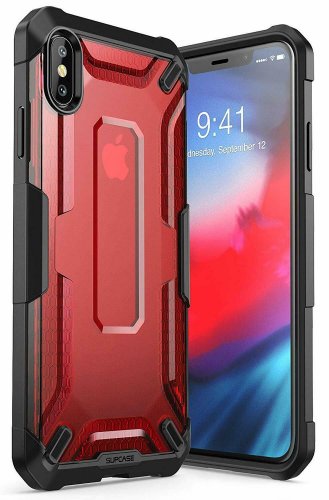 For iPhoneXs Max Case Unicorn Beetle Series Premium Hybrid Protective Clear Red