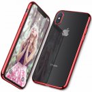 For iPhone Xs Max Case Lightening Stylish Flexible with Metal Luster Edge Red