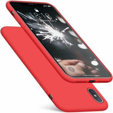 For iPhone Xs Max Case Romance Series Silicone with Hybrid Protection Apple Red