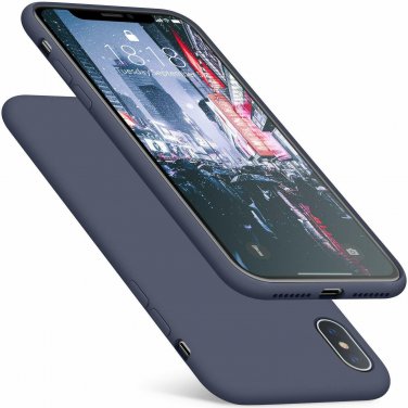 For iPhone Xs Max Case Romance Series Silicone Hybrid Protection Navy Blue