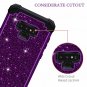 For Galaxy Note 9 Case Luxury Glitter Sparkle Bling Heavy Duty Purple/Black