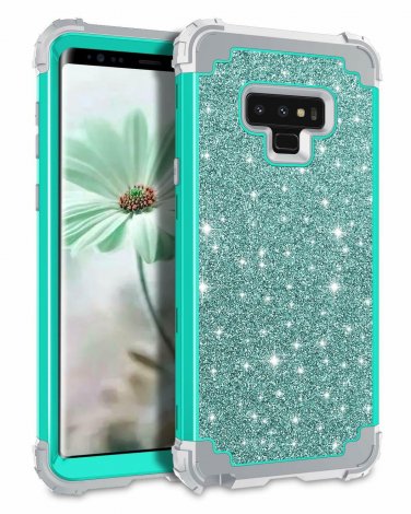 For Galaxy Note 9 Case Luxury Glitter Sparkle Bling Heavy Duty Shiny Teal