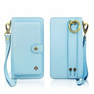 For iPhone &Icirc;&sect;/XS Wallet Case Detachable MagneticCard Slots Money Leather Sky Blue