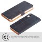For Apple iPhone XR Case Luxury Genuine Leather Wallet and Card Slots Navy Blue