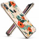 For iPhone Xs Max Case Pattern Design Soft  Flexible Flowering/Reseda Green
