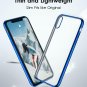 For iPhone Xs Max Case Lightening Stylish Flexible with Metal Luster Edge Blue