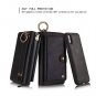 For iPhone &Icirc;&sect;/XS Wallet Case Zipper Purse Detachable Magneti Card Leather Black