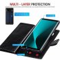For Galaxy Note 8 Wallet Case PU Leather Card Holder with Slot Wrist Strap Black
