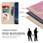 For Samsung Galaxy S8 Case Leather Wallet Flip Folio Mirror Wrist Strap Pink