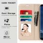 For Samsung Galaxy S8 Case Leather Wallet Flip Folio Mirror Wrist Strap Pink