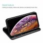 For iPhone Xs Max Case Genuine Leather Vintage Wallet Card Holder Flip Black