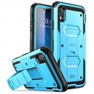 Built in Screen Protector Heavy Protection Kickstand Case for iPhone XR Blue