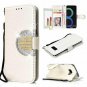 For Samsung Galaxy A8 Case 2018 Glitter Glossy PU Leather Diamond Buckle White