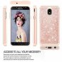 For Samsung Galaxy J7 Case GlitterTempered Glass Screen Protector Rose Gold