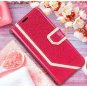 For Samsung Galaxy S8 Case Leather Wallet Flip Folio Mirror Wrist Strap Magenta
