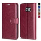For Samsung Galaxy S7 Case Leather Flip Wallet Card Slot Kickstand Burgundy