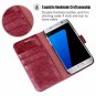 For Samsung Galaxy S7 Case Leather Flip Wallet Card Slot Kickstand Burgundy