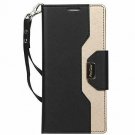 For Galaxy Note 9 Wallet Case Card Slots Mirror Wristlet Folding Stand Black