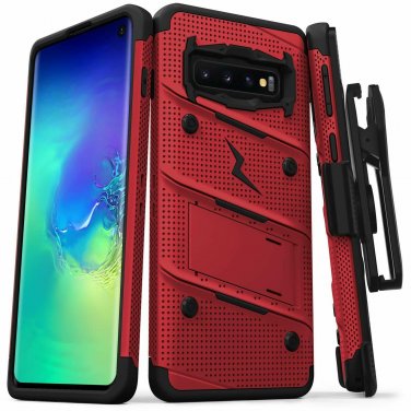 For Samsung Galaxy S10 Case Military Grade Drop Protection Kickstand Red