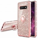 For Samsung Galaxy S10 Plus Glitter Gradient Ombre Case Ring Holder Rose Gold