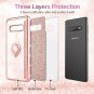 For Samsung Galaxy S10 Plus Glitter Gradient Ombre Case Ring Holder Rose Gold