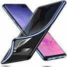 For Samsung Galaxy S10 Plus Case Clear Slim Soft TPU Protective Blue Frame