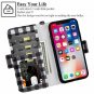 For iPhone X/Xs Case Wallet Wrist Strap Card Slot Flip Folio Leather Lattice 3