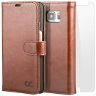 For Samsung Galaxy S7 Case Leather Flip Wallet Card Slot Kickstand Brown