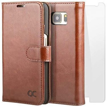 For Samsung Galaxy S7 Case Leather Flip Wallet Card Slot Kickstand Brown