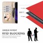 For Samsung Galaxy S8 Case Leather Wallet Flip Folio Mirror Wrist Strap Red