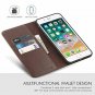 For iPhone 7/8 Plus Case Genuine Leather Wallet Credit Card Slot Magnetic Coffee