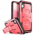 Built in Screen Protector Heavy Protection Kickstand Case for iPhone XR Pink