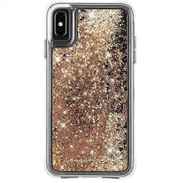 For iPhone XS Max Case Mate WATERFALL dynamic flowing glitter effect Gold