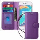 For iPhone 7/8 Plus Case Flip Folio Genuine Leather Wallet Credit Card Purple