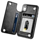 For iPhone XR Case Wallet Card Slots Shockproof Folio Flip Protective Black