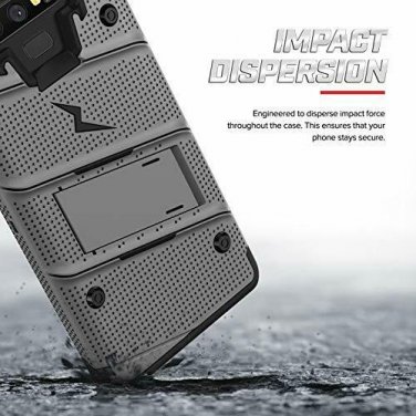 For Galaxy Note 9 Case Holster Lanyard Military Grade Drop Tested Gray/Black