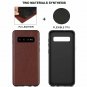 For Galaxy S10 Plus Case Leather Flexible TPU Silicone Hybrid Slim Brown
