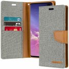 For Galaxy S10 Plus Wallet Case Goospery Canvas Diary Denim Material Stand Gray