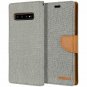 For Galaxy S10 Plus Wallet Case Goospery Canvas Diary Denim Material Stand Gray