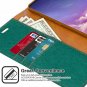 For Galaxy S10 Plus Wallet Case Goospery Canvas Diary Denim Material Stand Green
