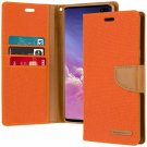 Galaxy S10 Plus Wallet Case Goospery Canvas Diary Denim Material Stand Orange