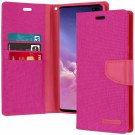 For Galaxy S10 Plus Wallet Case Goospery Canvas Diary Denim Material Stand Pink