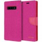 For Galaxy S10 Plus Wallet Case Goospery Canvas Diary Denim Material Stand Pink