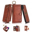 iPhone Xs Max Case Magnetic Detachable Handmade Cowhide Wallet Card Holder Brown