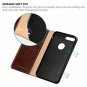 For iPhone 8 Plus Wallet Case Cowhide Leather Card Holder Slots Kickstand Brown