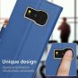 For Samsung Galaxy S8 Case Leather Wallet Flip Folio Wrist Strap Navy Blue