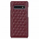 For Galaxy S10 Plus 6.4 inch Case Luxury Cowhide Genuine Leather Wine Red