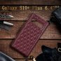 For Galaxy S10 Plus 6.4 inch Case Luxury Cowhide Genuine Leather Wine Red